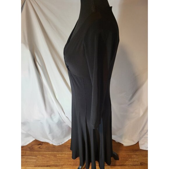 Ralph Lauren LRL Dress Womens 6 Black Jersey Faux Wrap Pleated Gathered Ruched - Picture 10 of 11